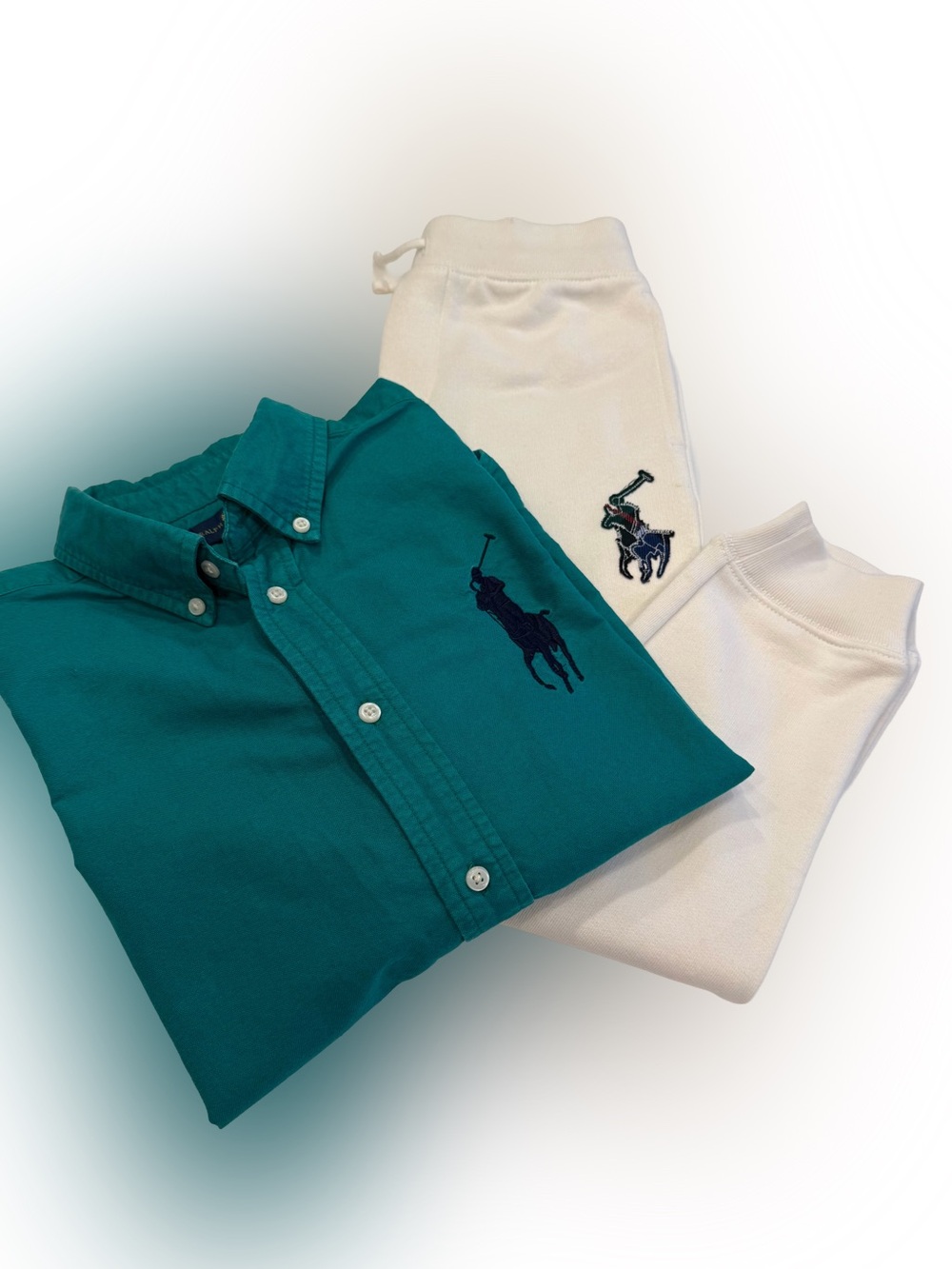 Ralph Lauren Boys 2 PCS Big Pony Set Button Down Oxford & Joggers Sz 7